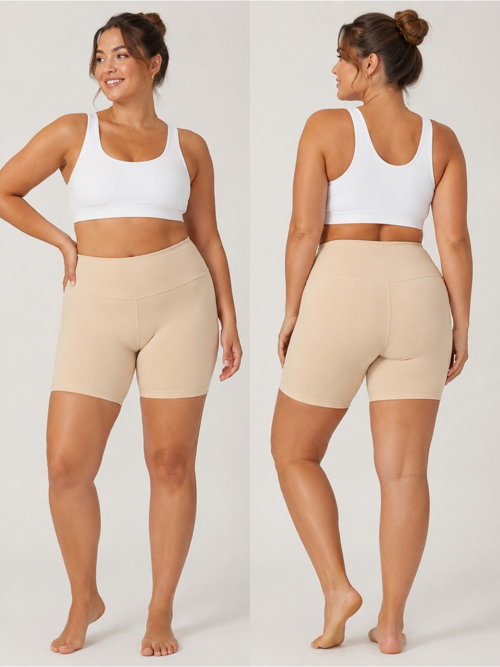 Lululemon Athletica High-Rise Bike Shorts in Taupe Beige 6” inseam